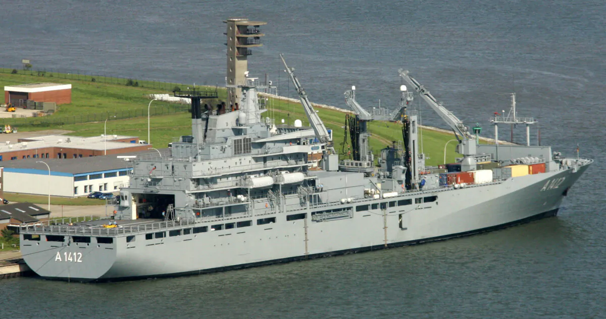 German navy combat support ship Frankfurt am Main is moored at the northern German naval base of Wilhelmshaven on Sept. 20, 2006. (Fabrizio Bensch/Reuters)
