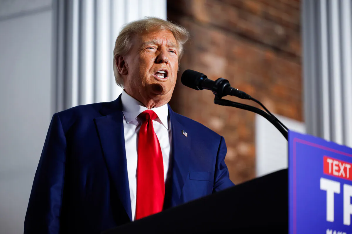 Former U.S. President Donald Trump speaks at the Trump National Golf Club in Bedminster, N.J., on June 13, 2023. (Chip Somodevilla/Getty Images)