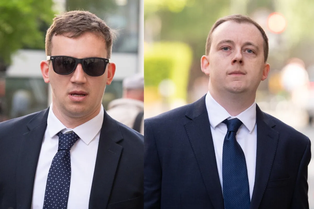 Christopher Cash (L) and Christopher Berry (R)—both charged with spying for China—arriving at the Old Bailey in London on May 10, 2024. (PA)