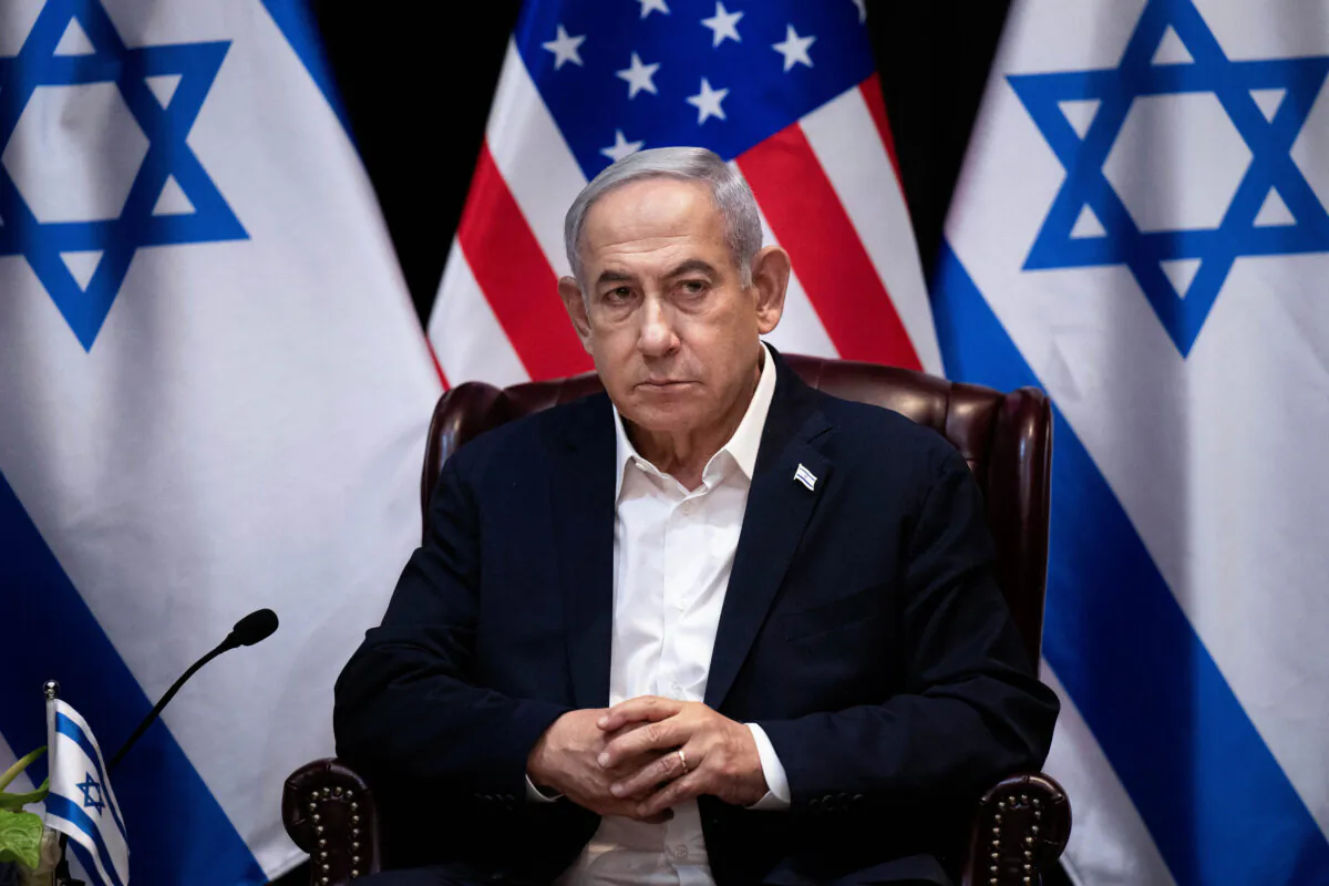 Israel's Prime Minister Benjamin Netanyahu waits for the start of the Israeli war cabinet meeting, in Tel Aviv, Israel, on Oct. 18, 2023.(Brendan Smialowski/AFP via Getty Images)