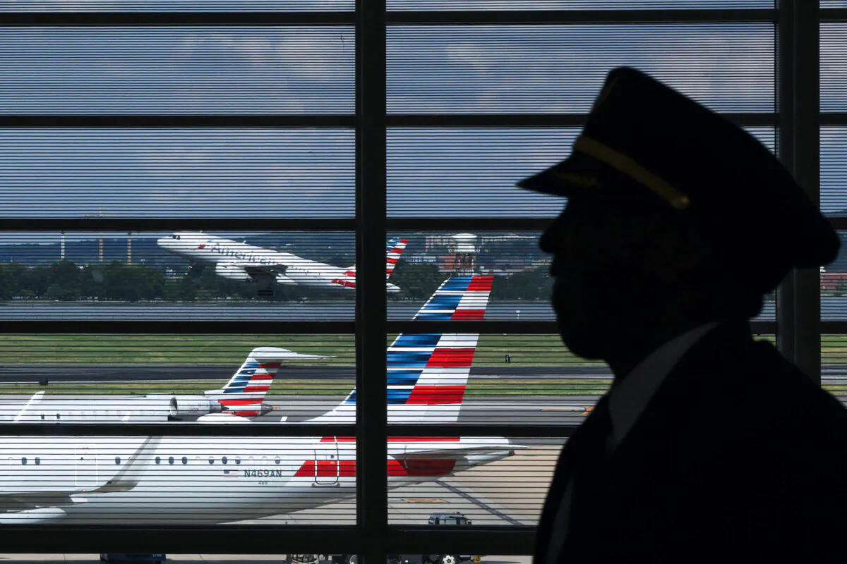 An American Airlines flight takes off from Ronald Reagan Washington National Airport in Washington, D.C., on July 10, 2023. (Alex Wong/Getty Images)