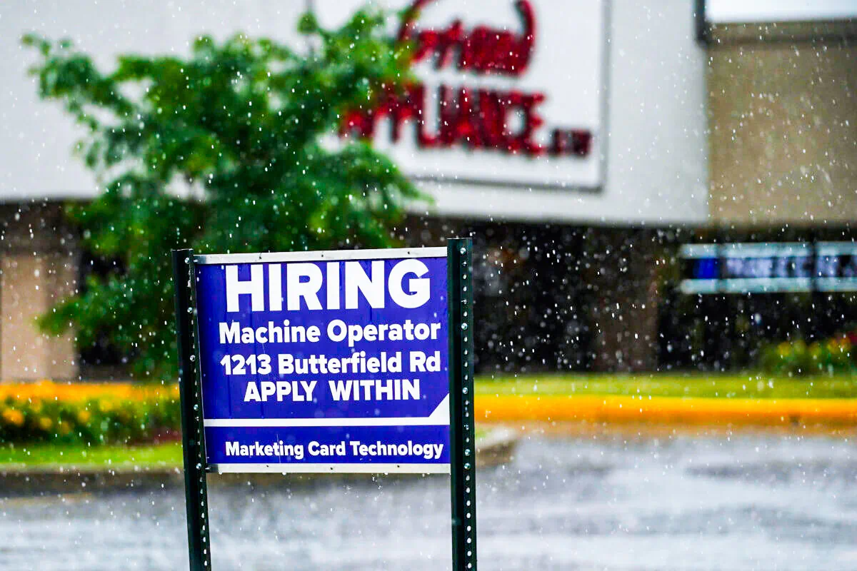 A hiring sign in Downers Grove, Ill., on June 24, 2021. (Nam Y. Huh/AP Photo)