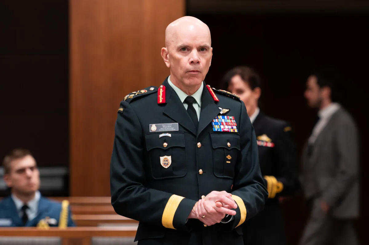Chief of the Defence Staff Gen. Wayne Eyre waits to appear before the Standing Commitee on National Defence to provide a briefing on the mandate and priorities of the minister of national defence, in Ottawa on Sept. 28, 2023. (The Canadian Press/Spencer Colby)