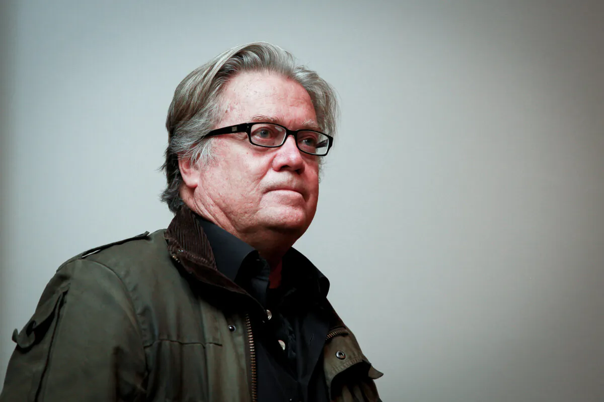 Steve Bannon, former White House chief strategist, in New York City on Oct. 18, 2019. (Samira Bouaou/The Epoch Times)