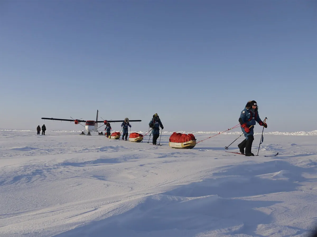 Glaciologist, engineer, and polar adventurer Adrian McCallum during a previous expedition in the Arctic Circle. (AAP Image/Supplied by University of the Sunshine Coast)