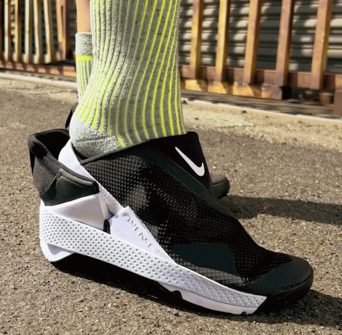 Go FlyEase by Nike provides a clever way to slip shoes on and off at security and is especially helpful for travelers with mobility issues. (Photo courtesy of Nike)