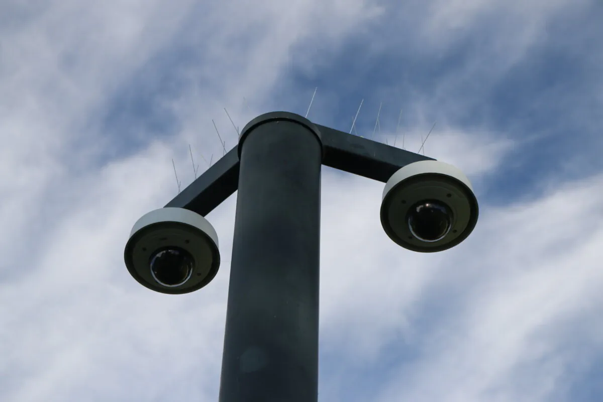 Surveillance cameras in Canberra, Australia, on Feb. 8, 2024. (Melanie Sun/The Epoch Times)
