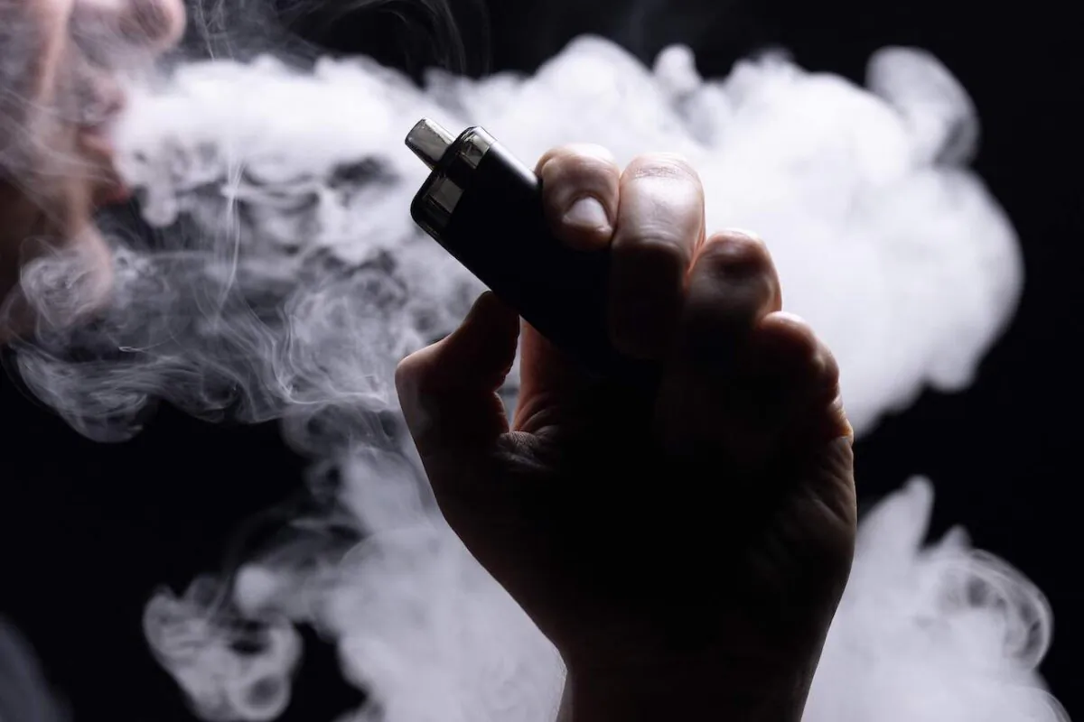 A person vapes in Paris, in an undated photo. (Joel Saget/AFP via Getty Images)