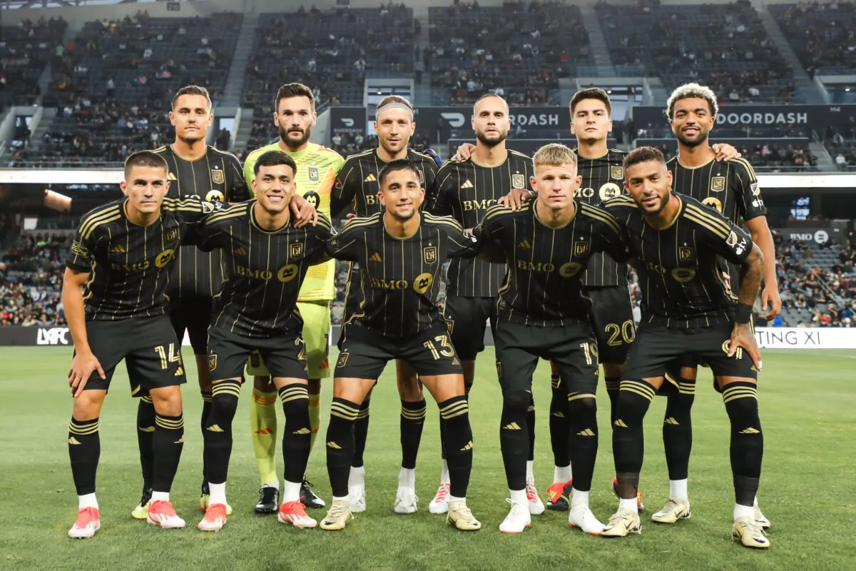 Los Angeles FC pose for team photo prior to match against the Vancouver Whitecaps FC in Los Angeles on May 11, 2024. (Courtesy of LAFC via The Epoch Times)