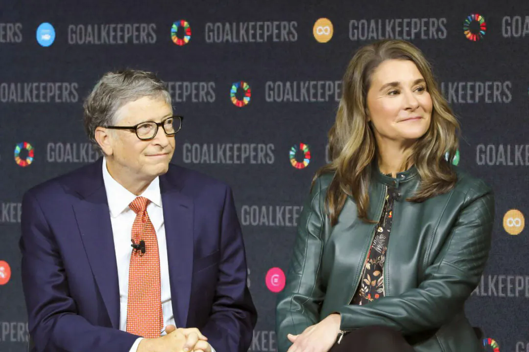 Bill Gates and his wife Melinda Gates introduce the Goalkeepers event at the Lincoln Center on September 26, 2018, in New York. (Photo by Ludovic MARIN / AFP) (Photo by LUDOVIC MARIN/AFP via Getty Images)