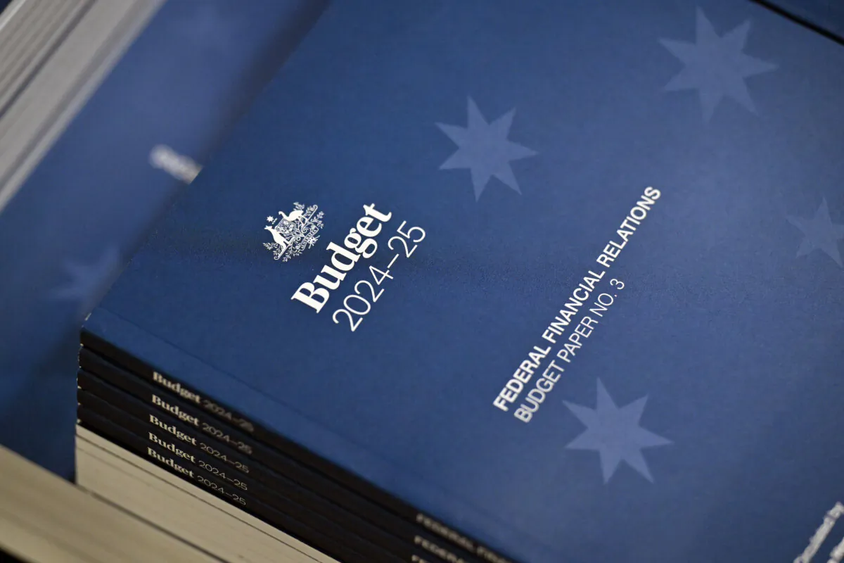The 2024-2025 Budget Papers are seen at a printing facility in Canberra, Australia, on May 12, 2024. (AAP Image/Mick Tsikas)