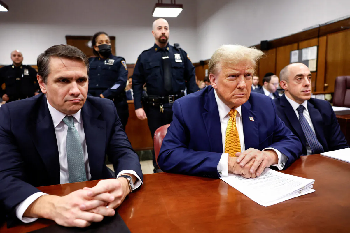 Former President Donald Trump attends his trial for allegedly covering up hush money payments linked to extramarital affairs, at Manhattan Criminal Court in New York City, on May 14, 2024. (Michael M. Santiago/Pool/AFP via Getty Images)