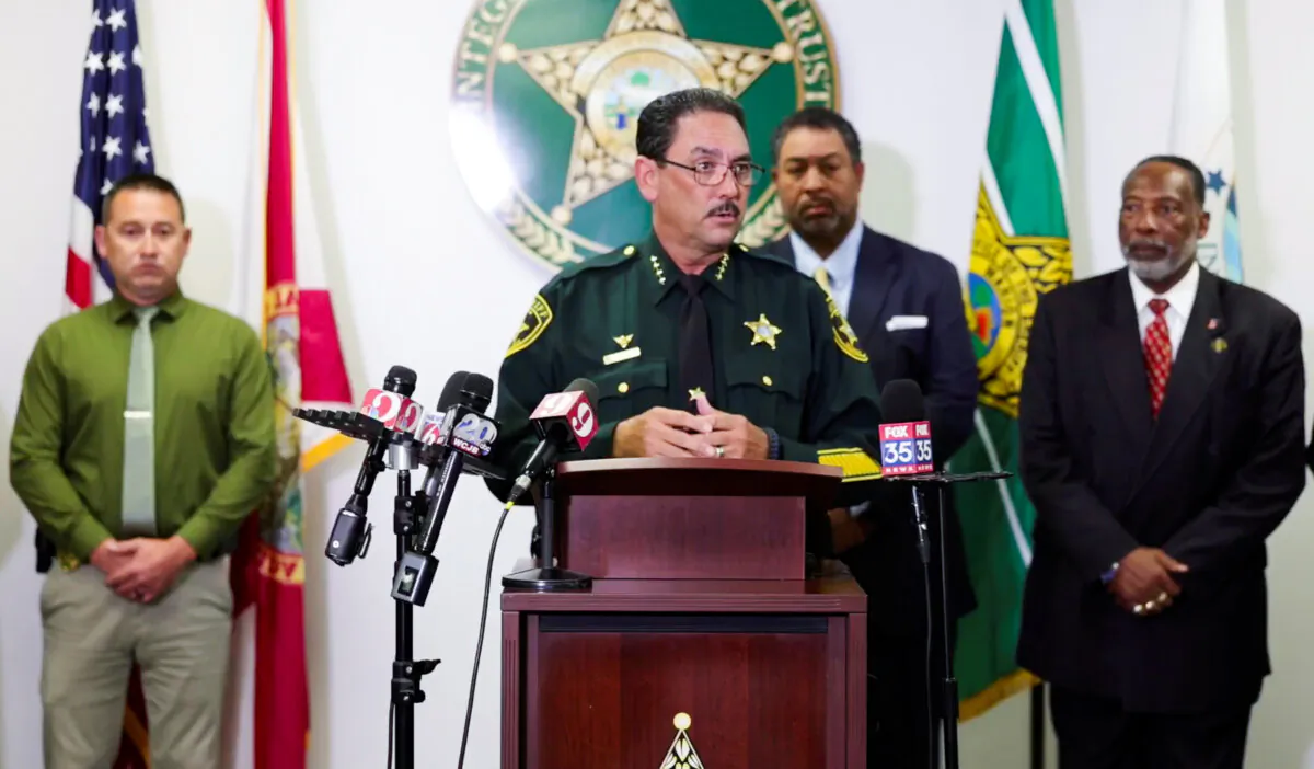 Sheriff Billy Woods speaks at a news conference, in Ocala, Fla., on June 5, 2023. (Courtesy of Marion County Sheriff's Office via AP)