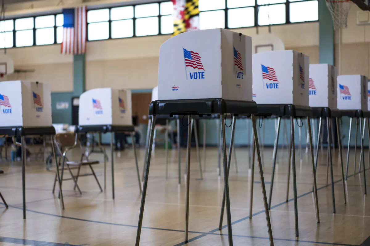 A voting site during the primary election in Elkridge, Md., on May 14, 2024. (Madalina Vasiliu/The Epoch Times)