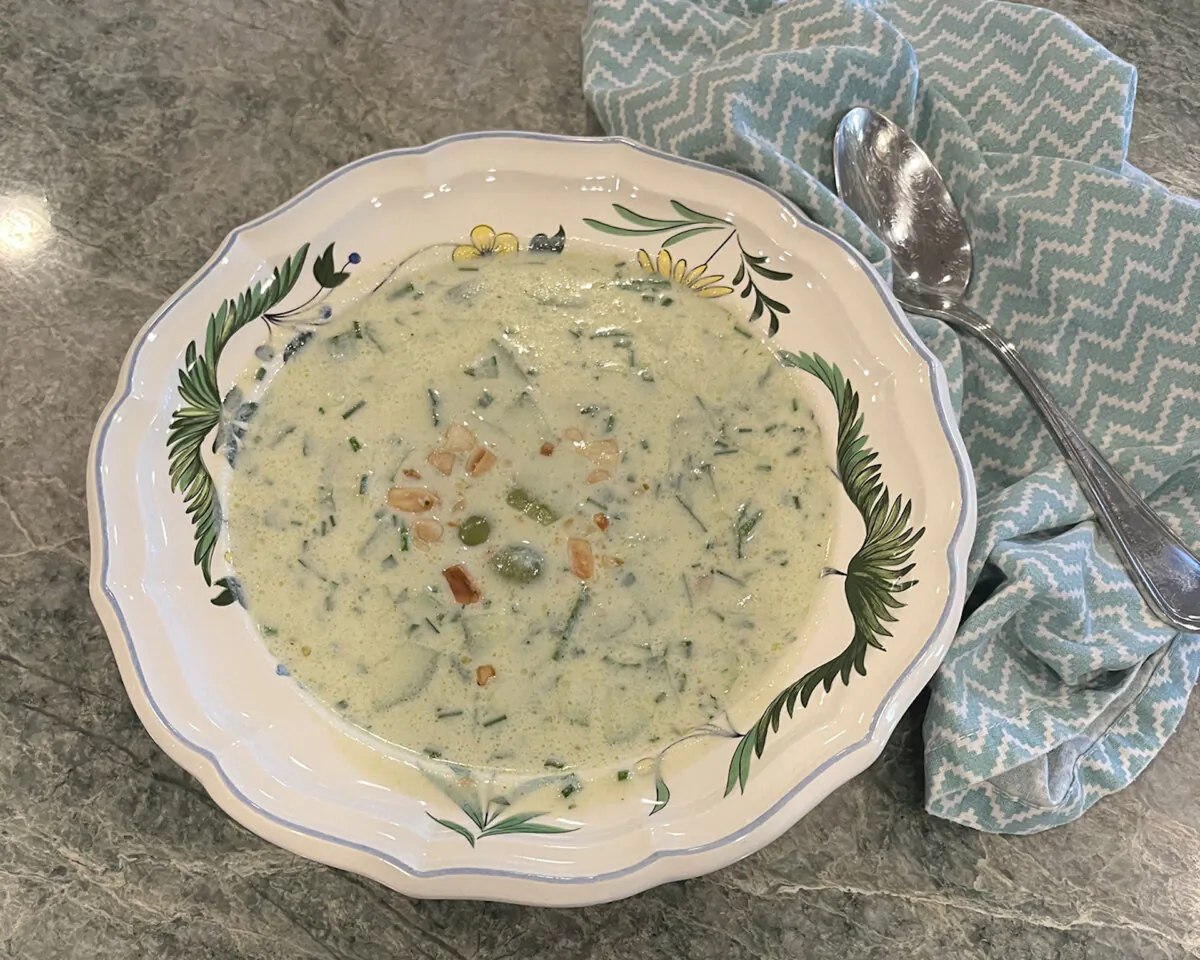 Guests will be happily surprised with this take on gazpacho for its cool and refreshing affect as the days get hotter. (Diane Rossen Worthington/TNS)