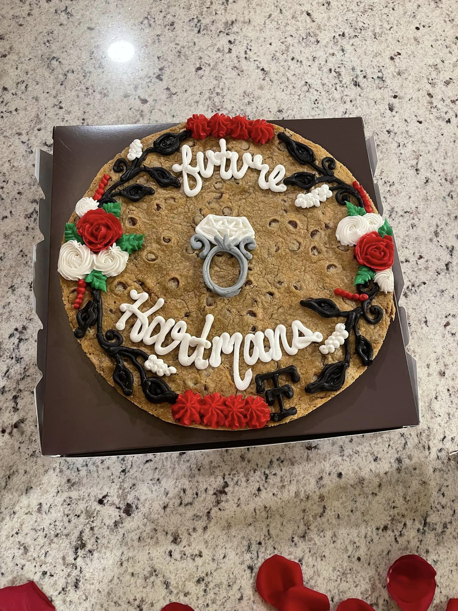 The customized cookie cake.