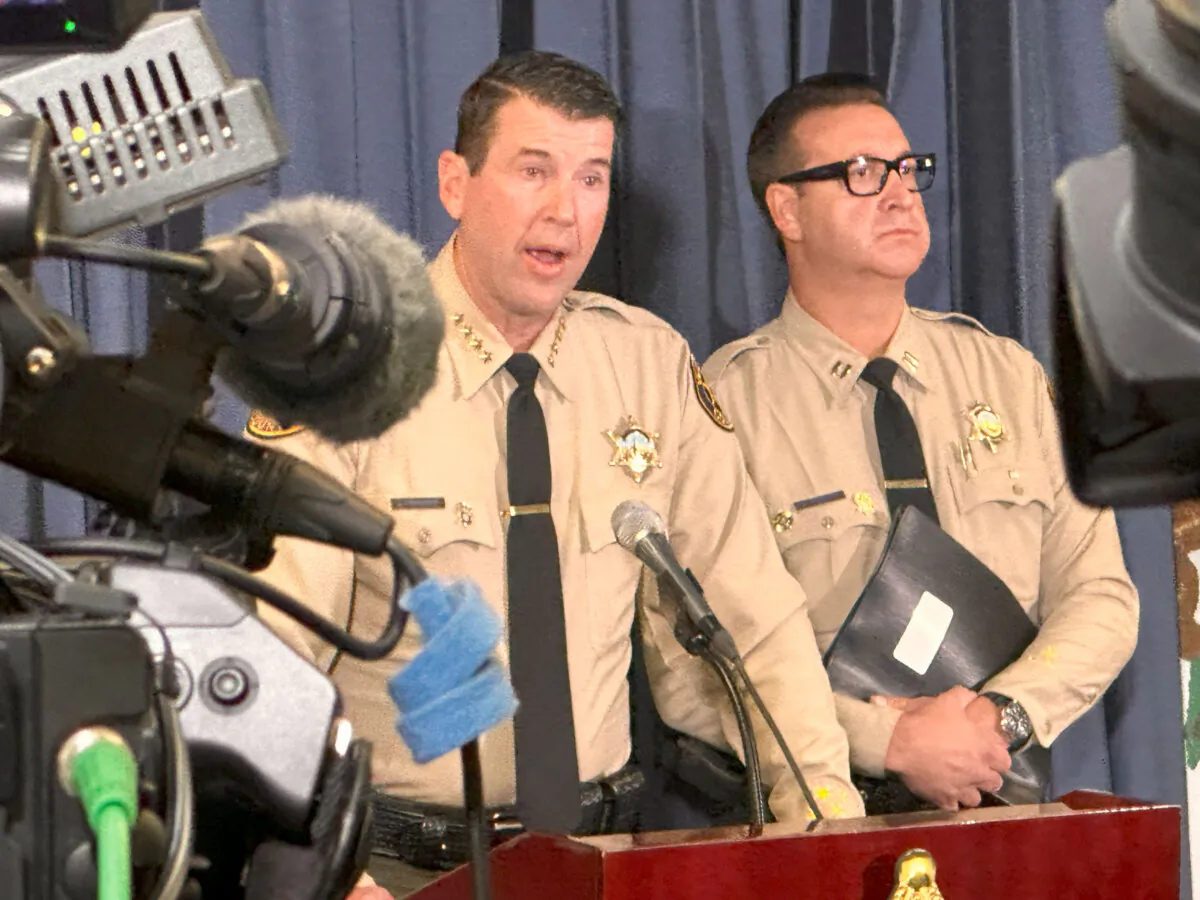 Ventura County Sheriff James Fryhoff at a Nov. 7 news conference announcing the start of a homicide investigation into the death of Paul Kessler. (Jill McLaughlin/The Epoch Times)