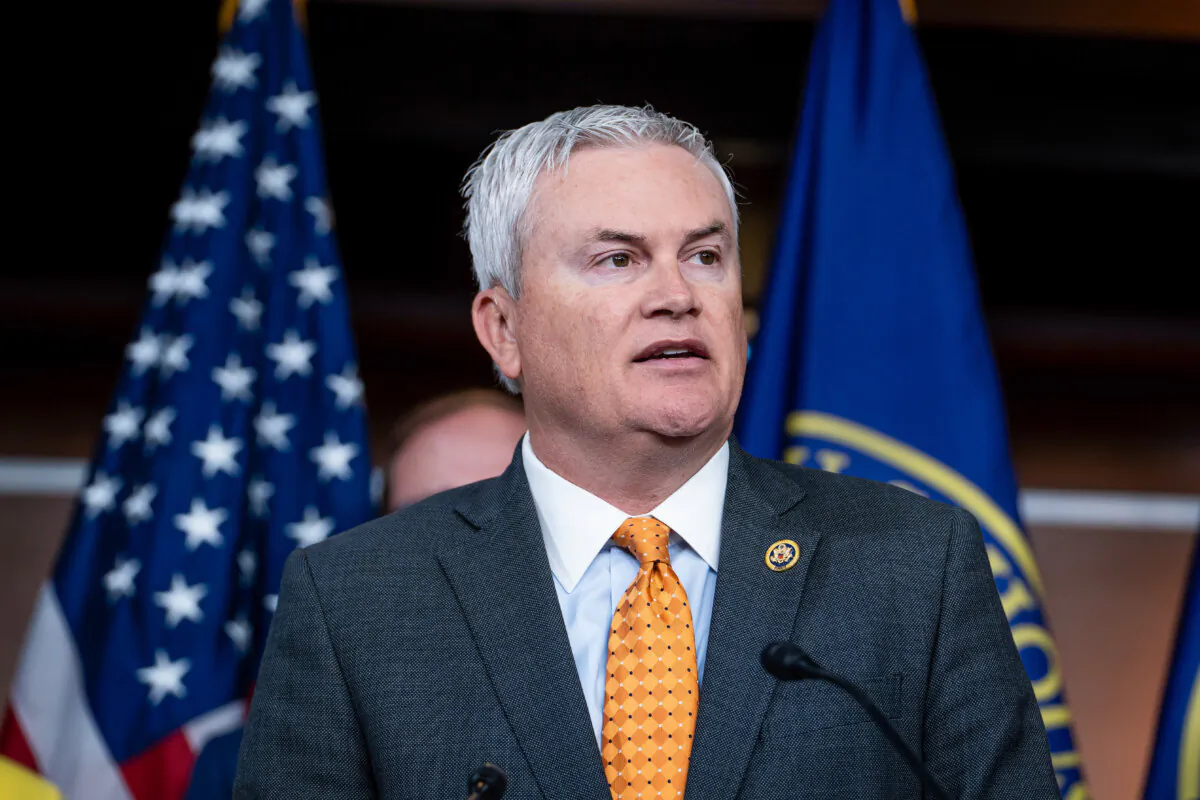 Rep. James Comer (R-Ky.) speaks during a press conference in the U.S. Capitol in Washington on April 30, 2024. (Madalina Vasiliu/The Epoch Times)