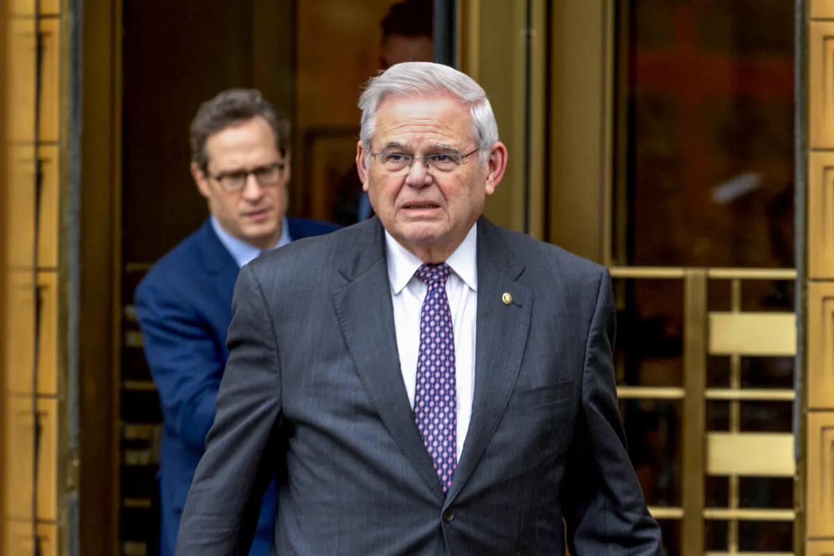Sen. Bob Menendez (D-N.J.) departs Manhattan Federal Court in New York City on May 14, 2024. (Alex Kent/AFP via Getty Images)