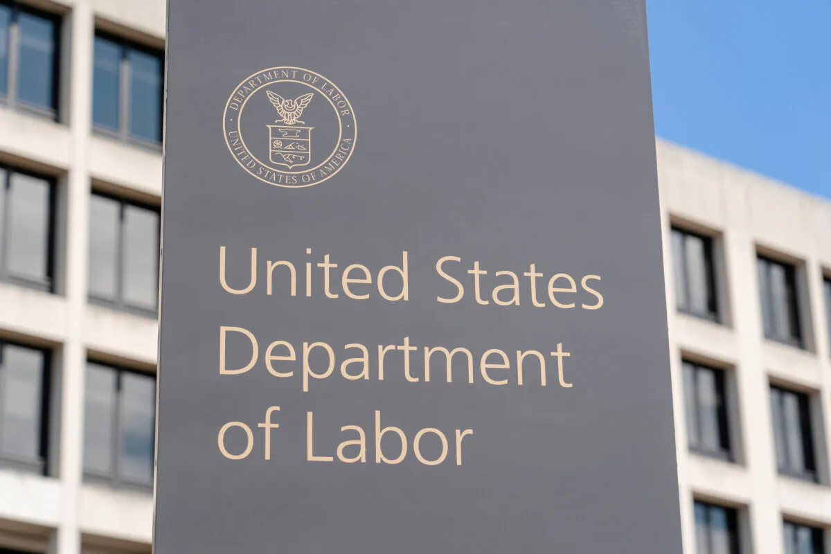The Department of Labor building in Washington on March 26, 2020. (Alex Edelman/AFP via Getty Images)