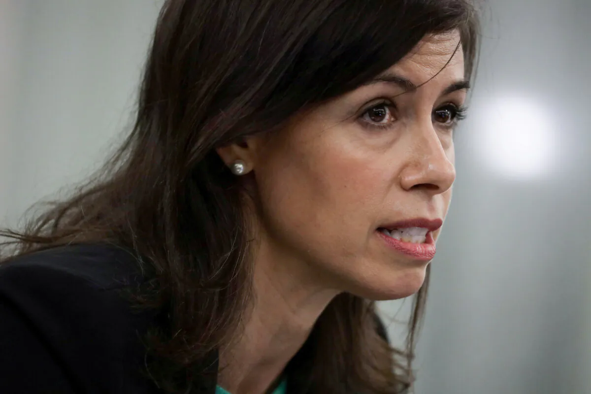 The FCC's chairwoman, Jessica Rosenworcel, testifies in Washington, on June 24, 2020. (Alex Wong/Reuters）