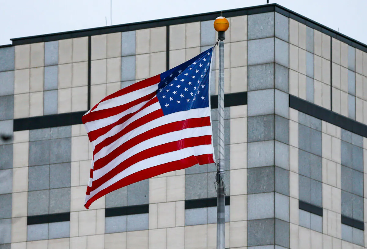 A flag waves in the wind at a U.S. embassy, in this file photo. (Gleb Garanich/Reuters)