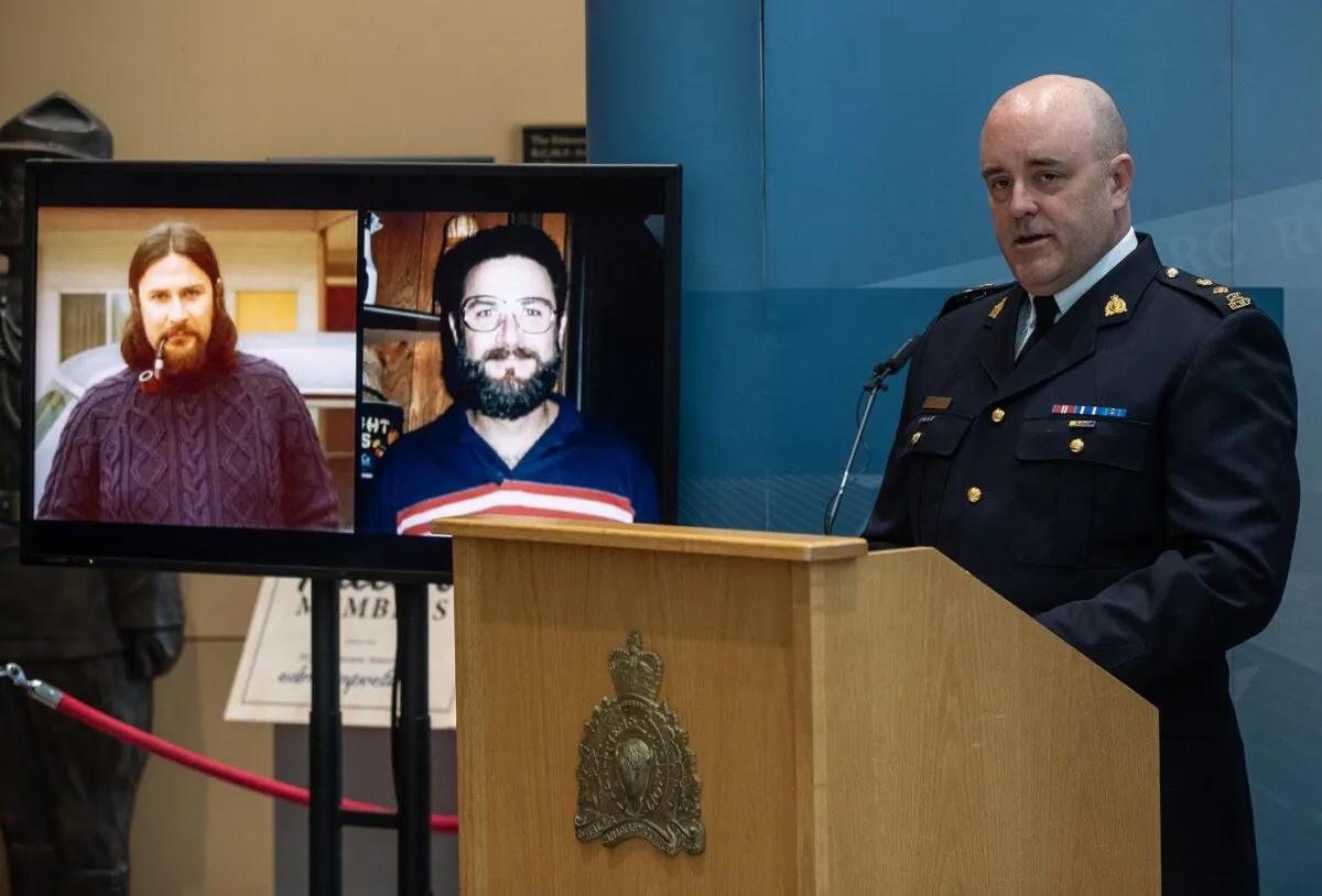 Alberta RCMP Supt. David Hall speaks about four homicides linked to Gary Allen Srery during a press conference in Edmonton, May 17, 2024. (The Canadian Press/Jason Franson)