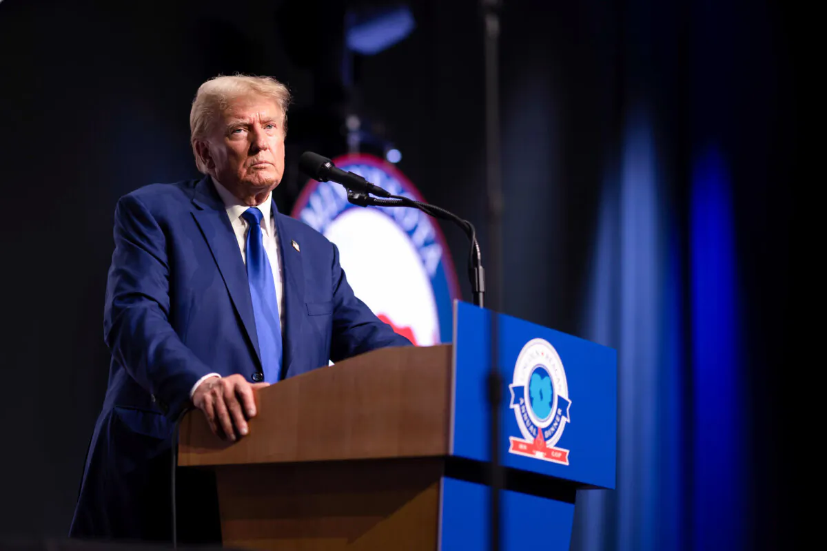 Republican presidential candidate former President Donald Trump speaks to guests at the annual Lincoln Reagan Dinner hosted by the Minnesota Republican party in St. Paul, Minn., on May 17, 2024. (Scott Olson/Getty Images)