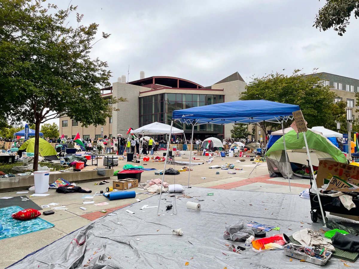 A pro-Palestinian encampment at the University of California–Irvine on May 15, 2024. (Courtesy of Alice Sun)