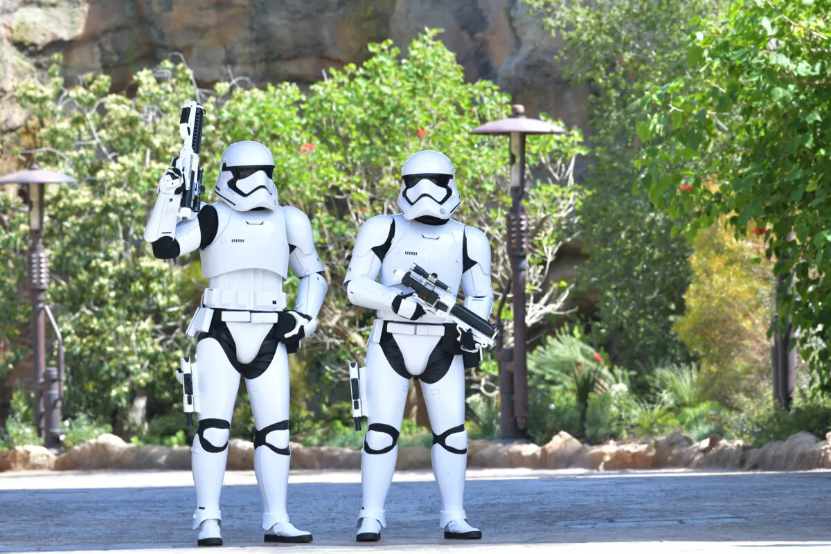 Stormtroopers are seen at Star Wars: Galaxy's Edge media preview at The Disneyland Resort at Disneyland in Anaheim, Calif., on May 29, 2019. (Amy Sussman/Getty Images)