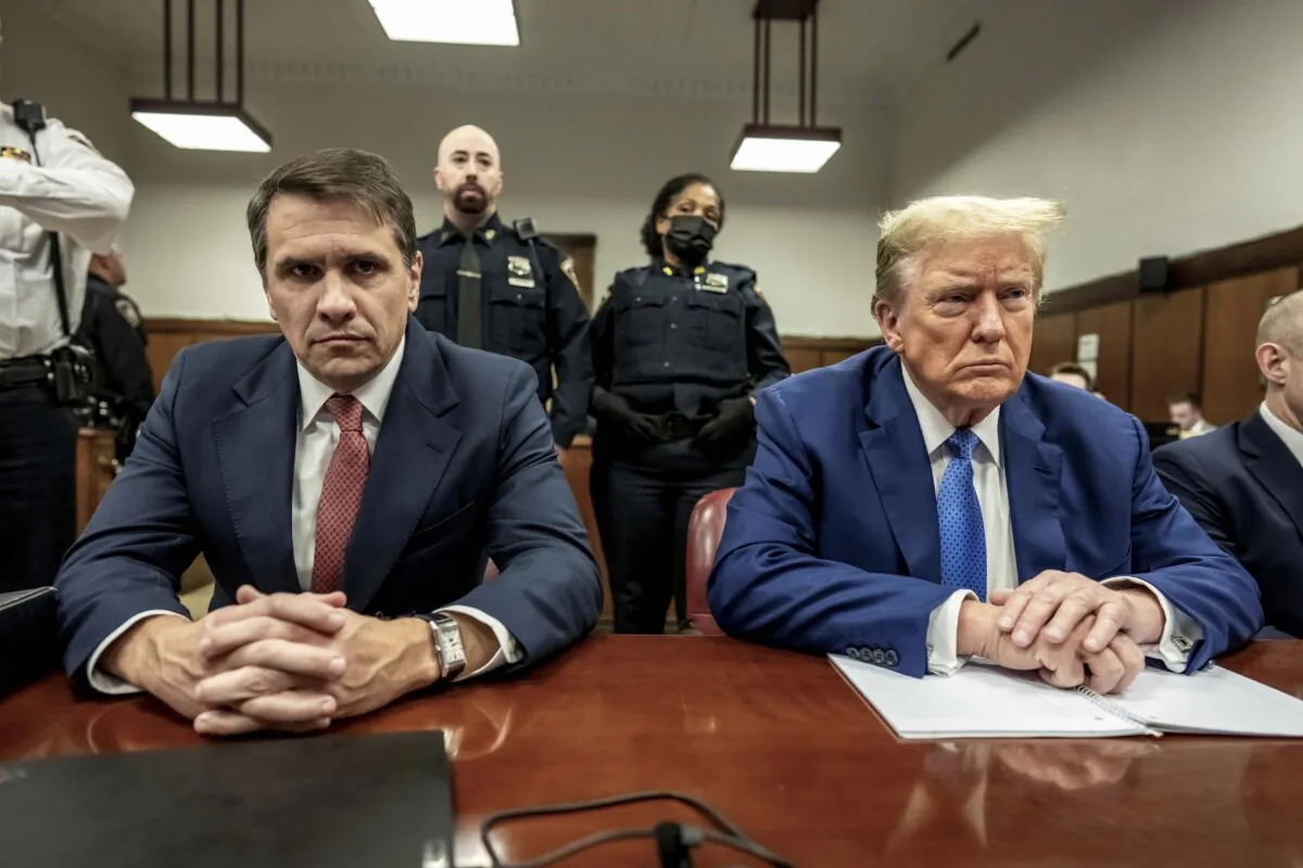 Former President Donald Trump and attorney Todd Blanche attend his trial at Manhattan Criminal Court on May 20, 2024 in New York City. (Mark Peterson-Pool/Getty Images)