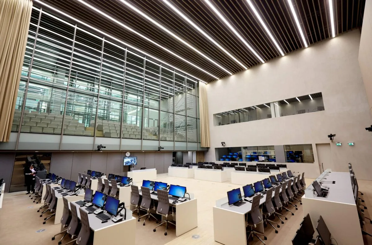 The courtroom of the International Criminal Court (ICC) building in The Hague, The Netherlands, on Nov. 23, 2015. (Martijn Beekman/ANP/AFP via Getty Images)