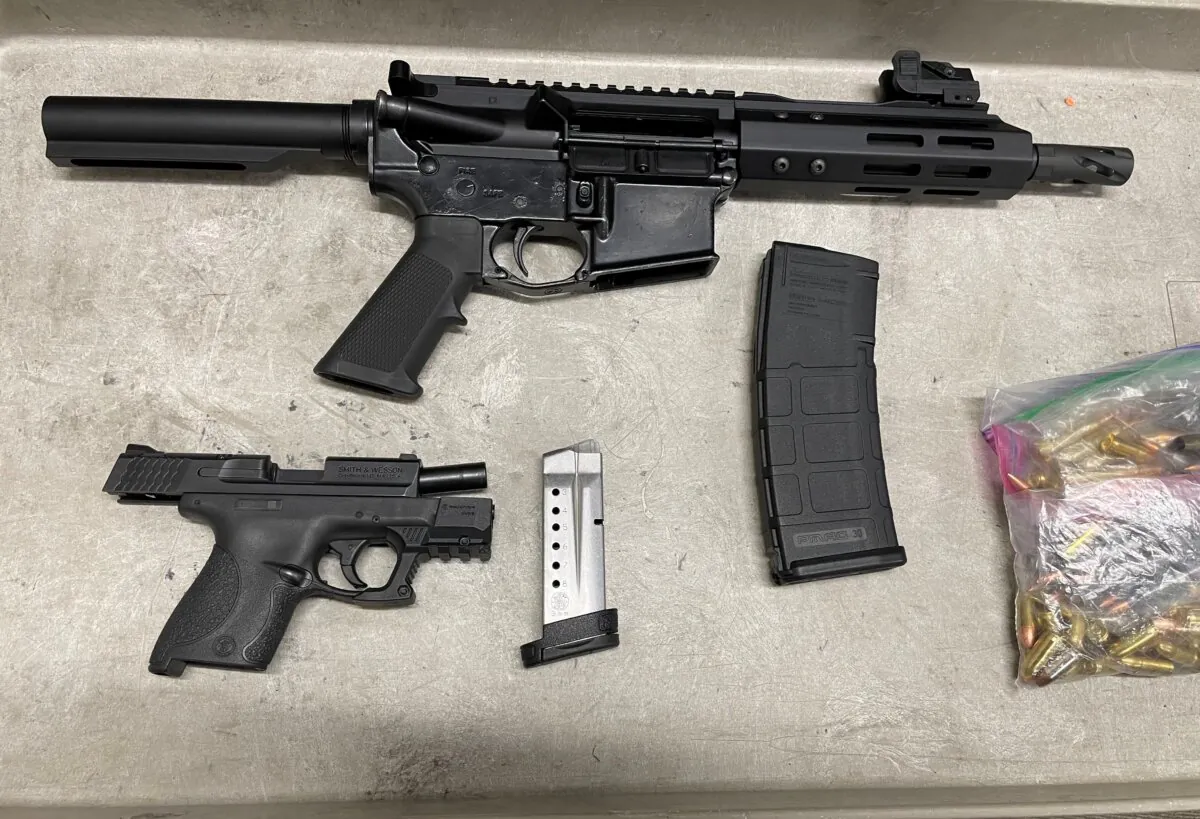 Some of the weapons seized in the Operation Consequences raid from May 11 to May 17. (San Bernardino County Sheriff’s Department)