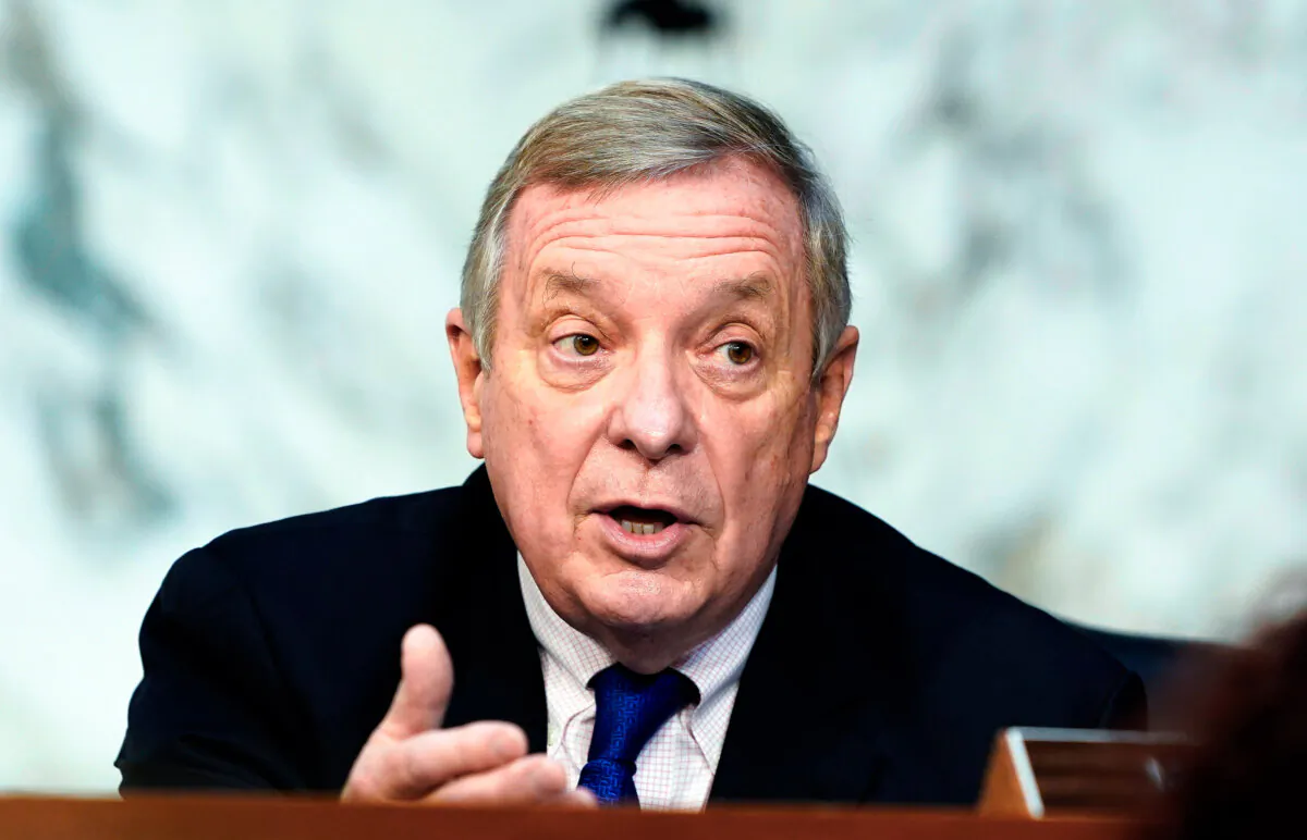 Sen. Dick Durbin (D-Ill.) speaks in Washington on Oct. 15, 2020. (Susan Walsh/Pool/AFP via Getty Images)