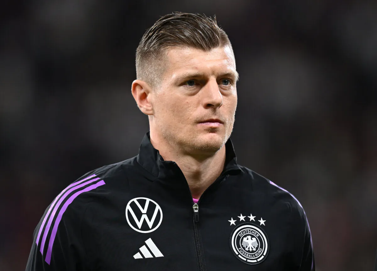 FRANKFURT AM MAIN, GERMANY - MARCH 26: Toni Kroos of Germany looks on prior to the international friendly match between Germany and The Netherlands at Deutsche Bank Park on March 26, 2024 in Frankfurt am Main, Germany. (Photo by Stuart Franklin/Getty Images)