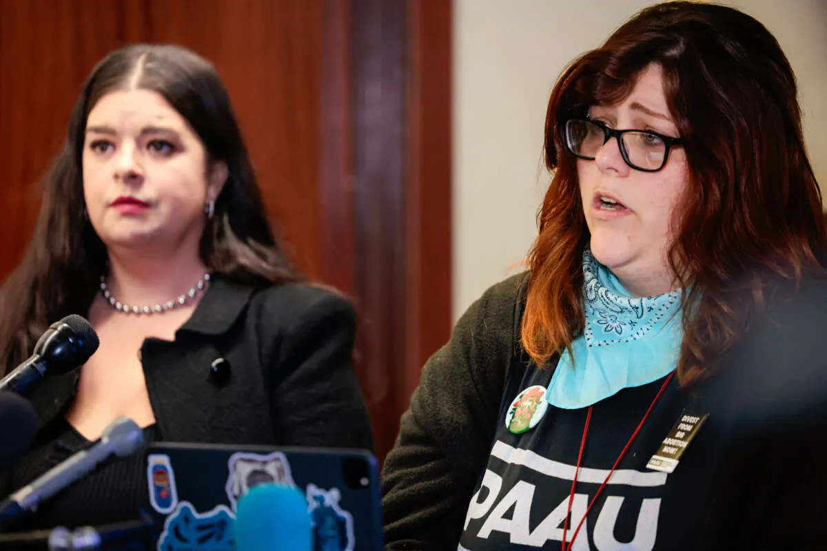 Pro-life activist Lauren Handy speaks at a news conference in Washington, on April 5, 2022. (Anna Moneymaker/Getty Images)