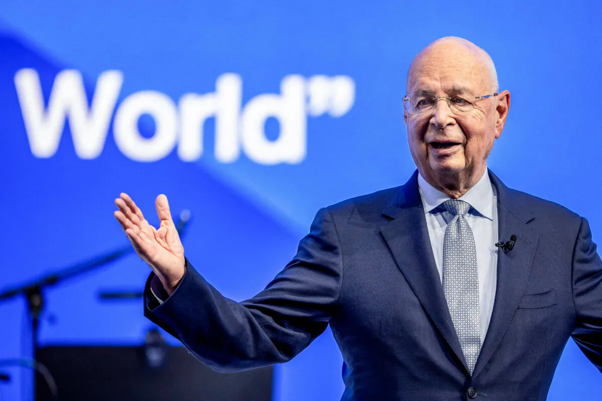 WEF founder Klaus Schwab delivers a speech during the "Crystal Award" ceremony at the World Economic Forum annual meeting in Davos, on Jan. 16, 2023. (Fabrice Coffrini/AFP via Getty Images)