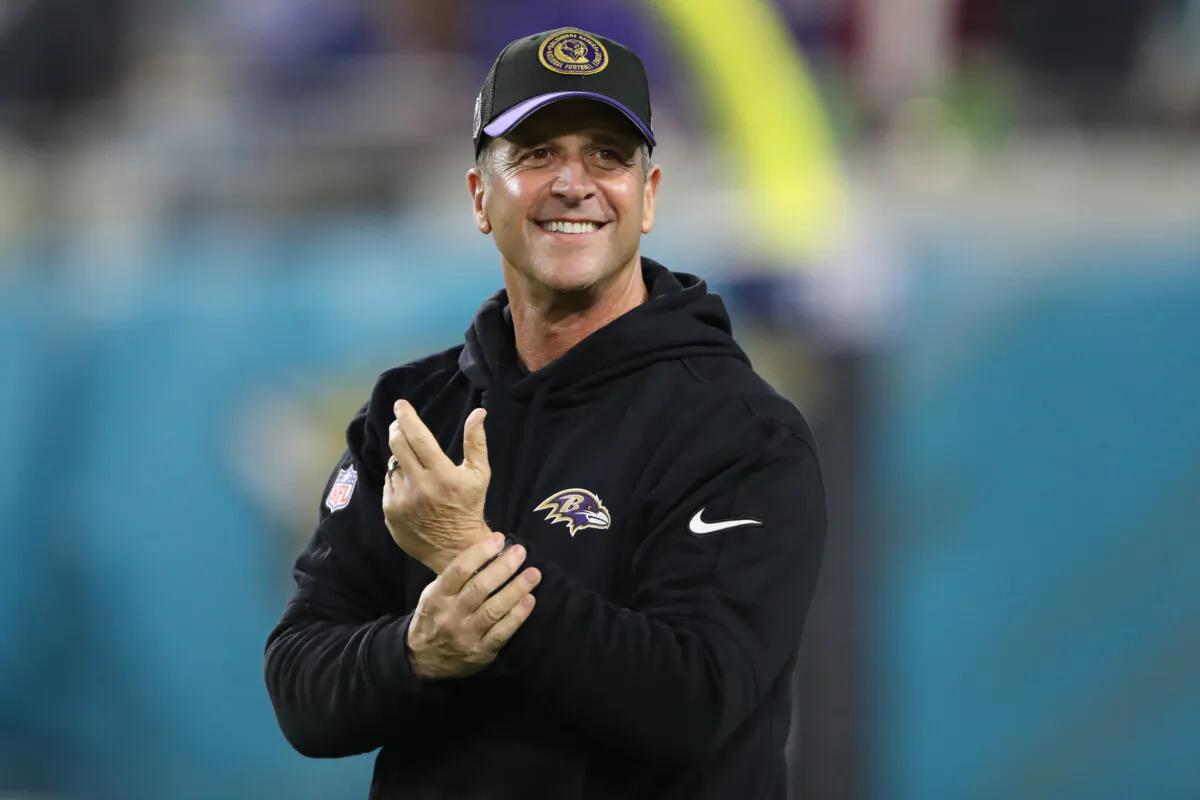 Head coach John Harbaugh of the Baltimore Ravens looks on before the game against the Jacksonville Jaguars at EverBank Stadium in Jacksonville, Fla., on Dec. 17, 2023. (Courtney Culbreath/Getty Images)