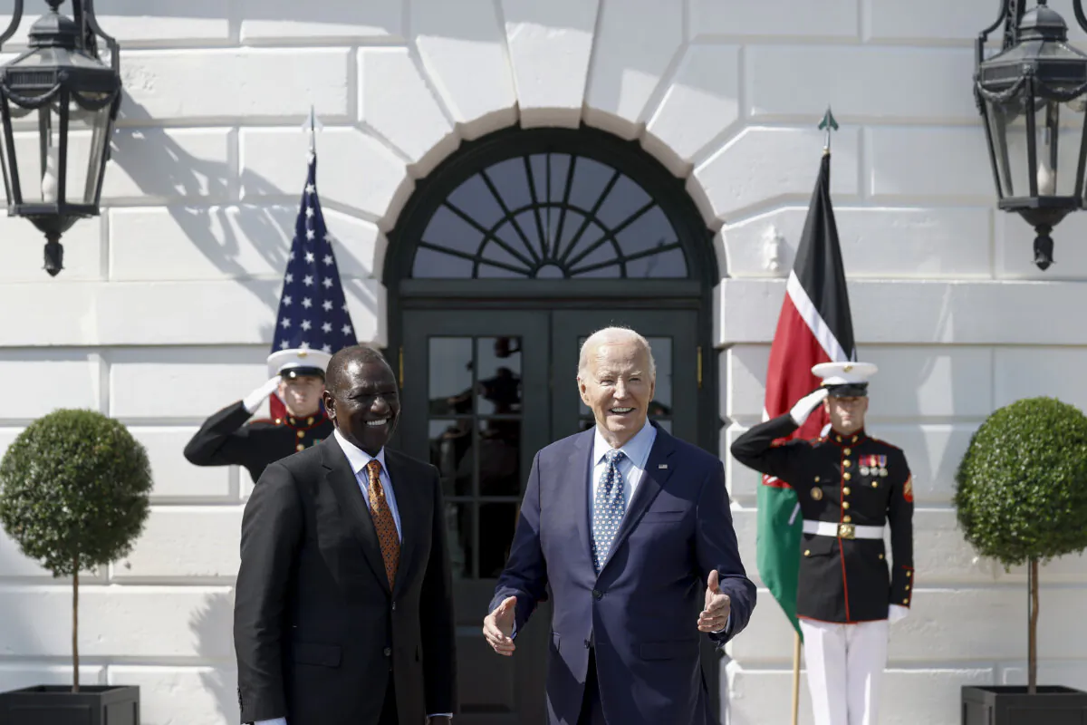 President Joe Biden welcomes Kenyan President William Ruto to the White House on May 22, 2024. (Anna Moneymaker/Getty Images)