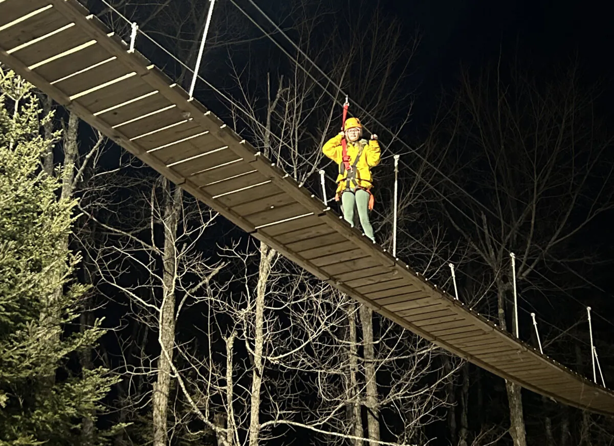 My daughter started the ropes course at Wolf Ridge with ease, but was fully panicked by the time she got to the finale, a zipline. (Christa Lawler/Minneapolis Star Tribune/TNS)