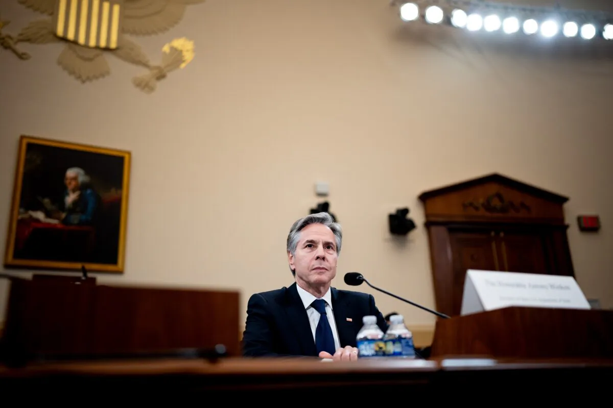 Secretary of State Antony Blinken appears during a House Foreign Affairs Committee hearing on Capitol Hill on May 22, 2024. (Andrew Harnik/Getty Images)