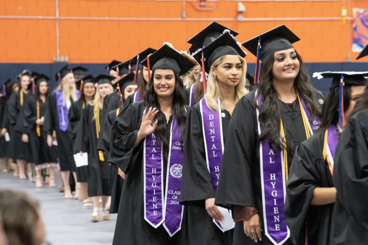 Health profession division graduates at the 74th Commencement of SUNY Orange in Middletown, N.Y., on May 23, 2024. (Cara Ding/The Epoch Times)