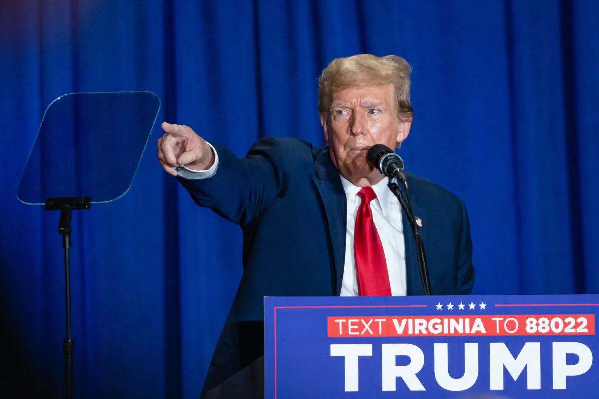Republican presidential candidate President Donald J. Trump speaks at the Greater Richmond Convention Center in Richmond, Va., on March 2, 2024. (Madalina Vasiliu/The Epoch Times)