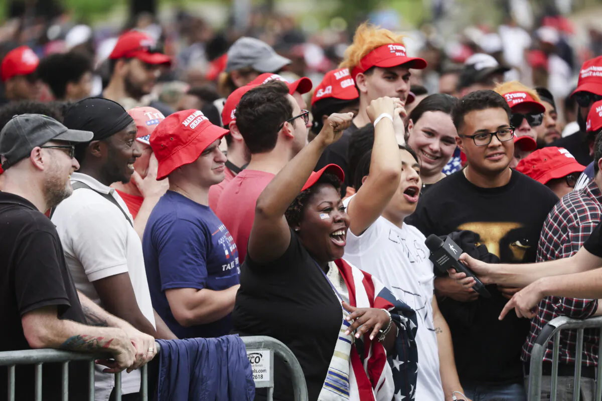 People gather for an election rally for former President Donald Trump in Crotona Park, in the South Bronx, in New York City, on May 23, 2024. (Spencer Platt/Getty Images)