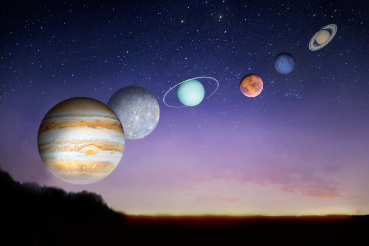 A "planet parade" will soon grace the predawn sky in June. (Illustration by The Epoch Times, Shutterstock)