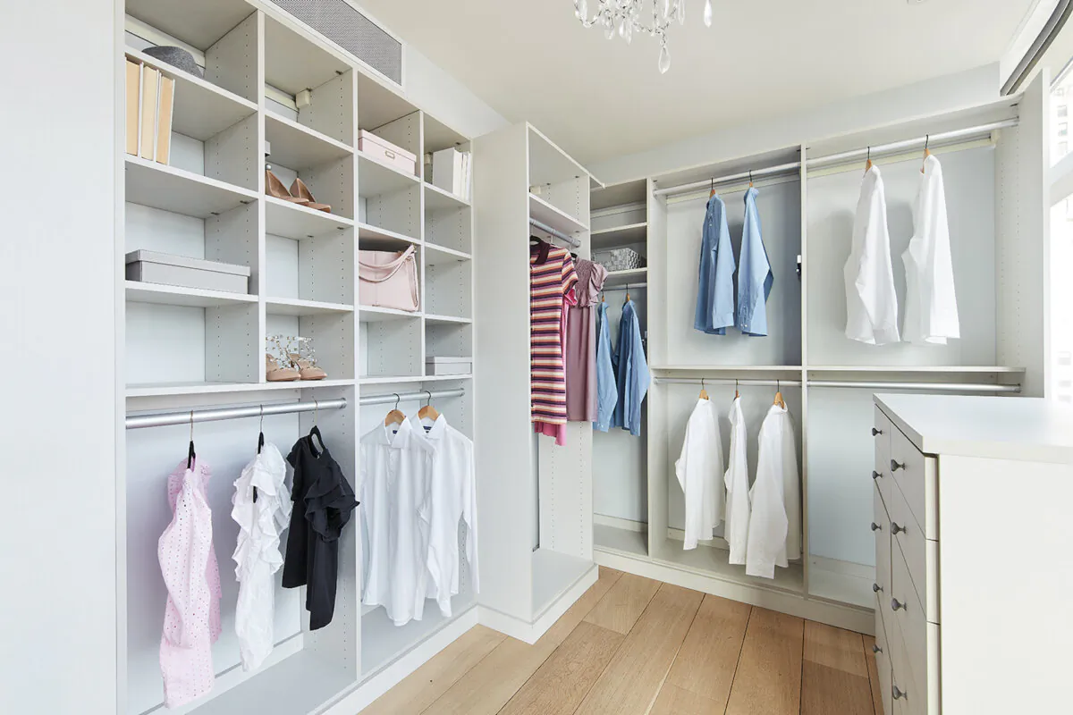 Custom millwork provides ample opportunity for both folded and hanging items. (Scott Gabriel Morris/Handout/TNS)