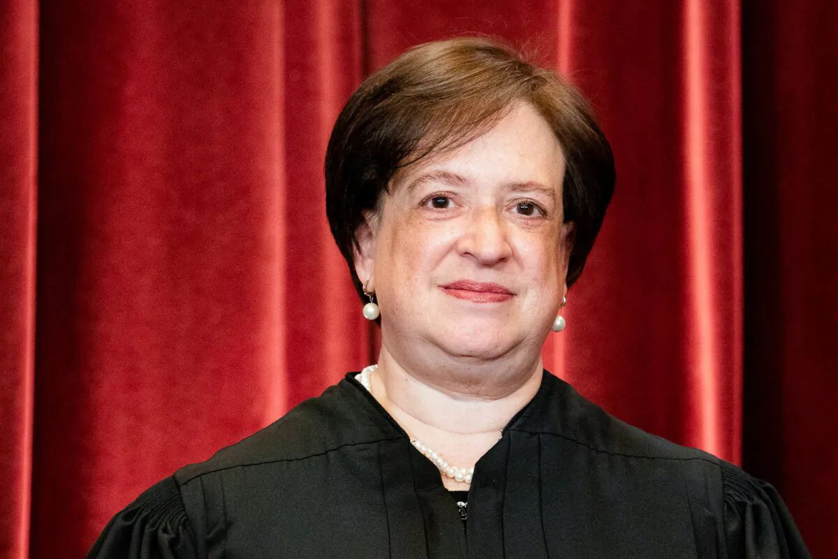 Supreme Court Justice Elena Kagan stands during a group photograph of the justices at the Supreme Court in Washington, on April 23, 2021. (Erin Schaff/AFP via Getty Images)
