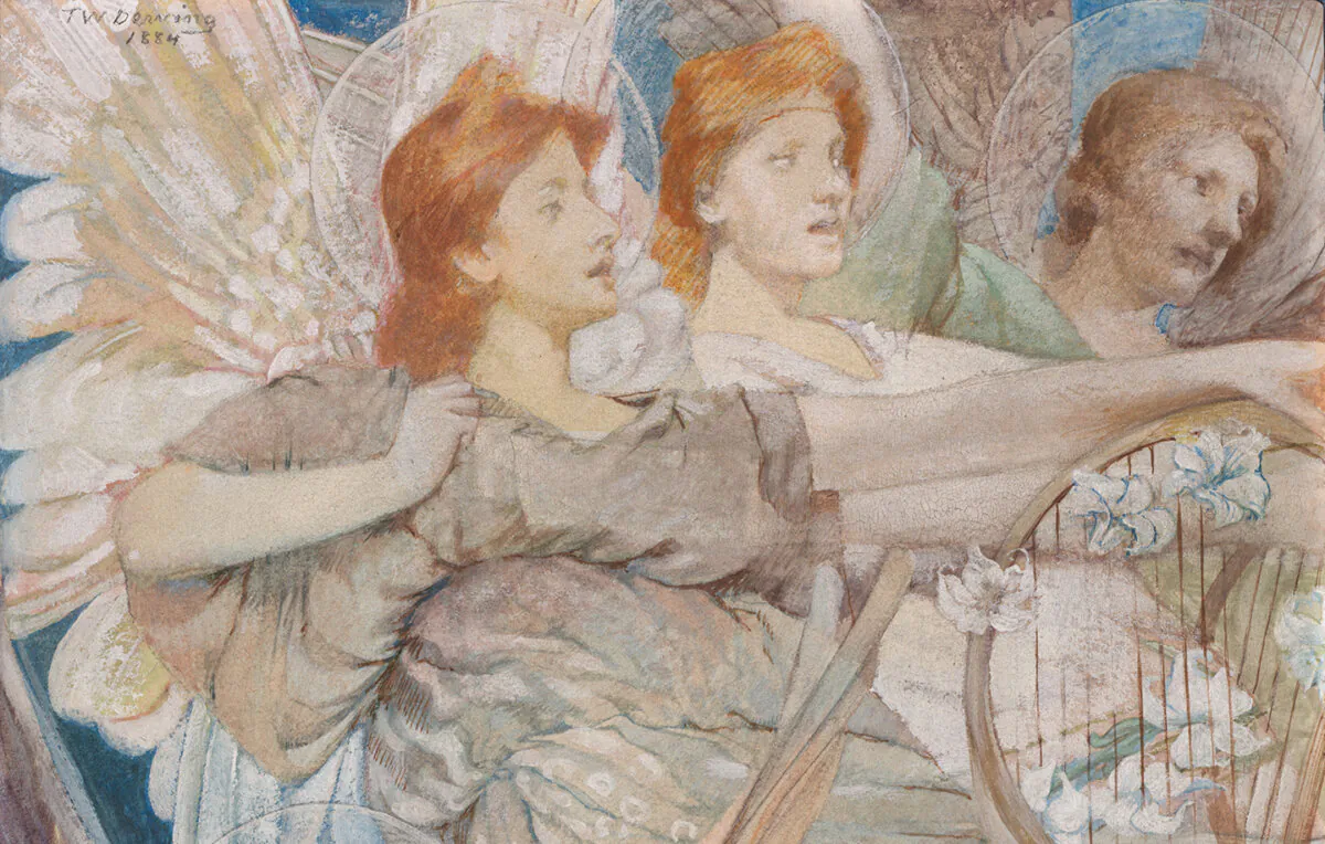 A detail of “Gloria,” 1884, by Thomas Wilmer Dewing. The Cleveland Museum of Art. (Public Domain)