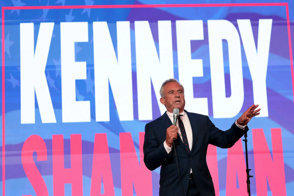 Independent presidential candidate Robert F. Kennedy Jr. speaks at the Libertarian National Convention in Washington on May 24, 2024. (Dietsch/Getty Images)