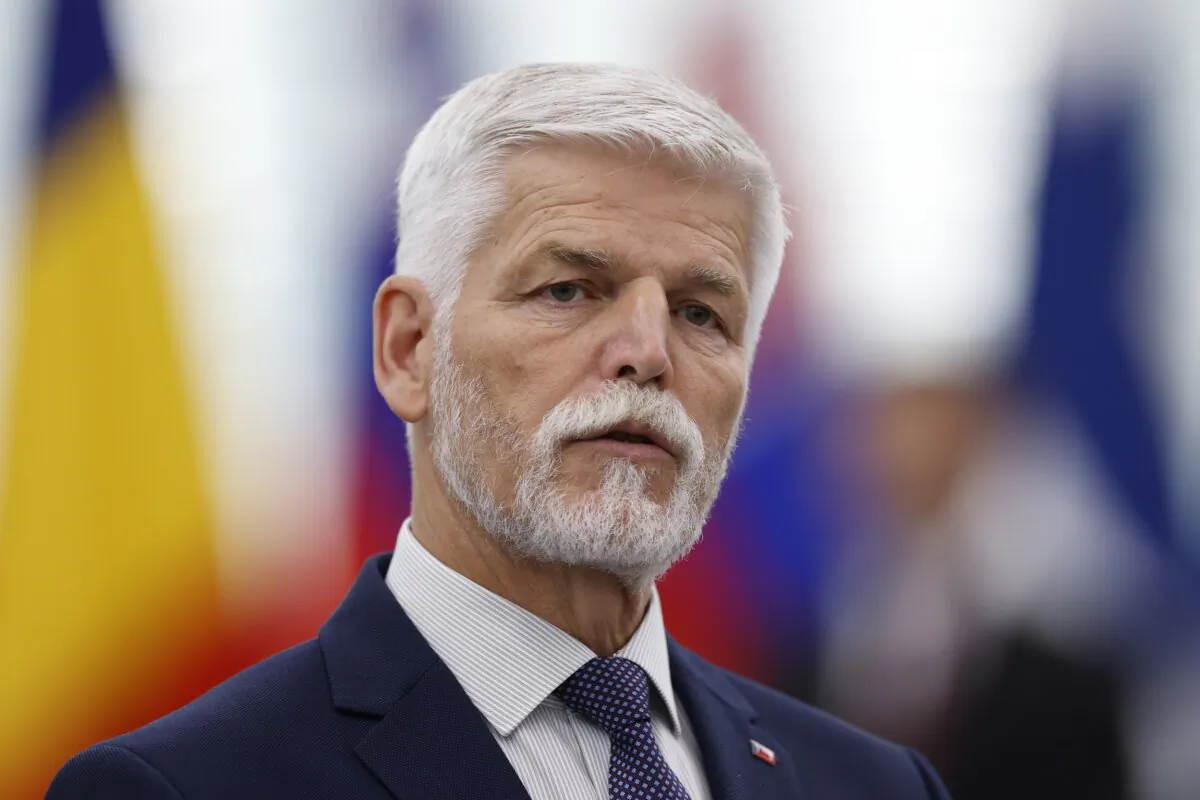 Czech President Petr Pavel delivers a speech at the European Parliament in Strasbourg, France, on Oct. 4, 2023. (Jean-Francois Badias/AP Photo)